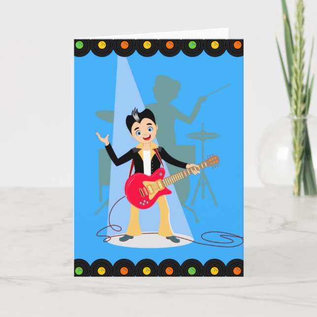 Rockstjärna Boy födelsedagsfest Kort (Framsida)