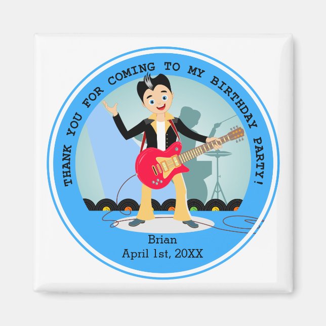 Rockstjärna Boy födelsedagsfest Magnet (Framsidan)