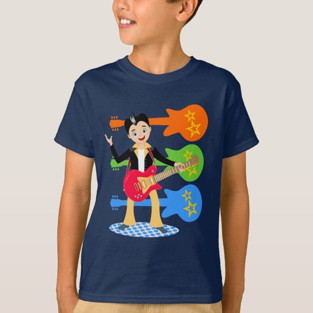 Rockstjärna Boy födelsedagsfest Tee (Framsida)
