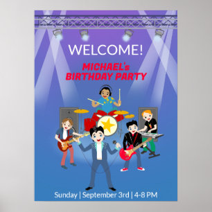 Rockstjärna Boys Band-Födelsedagsfest Poster