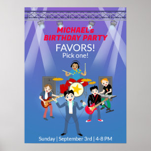 Rockstjärna Boys Band-Födelsedagsfest Poster