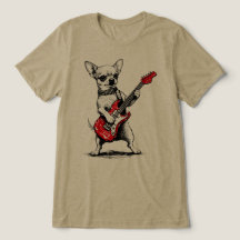 Rockstjärna Chihuahua Hund Spelar Röd Elgitarr