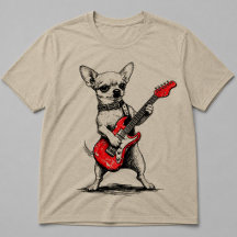 Rockstjärna Chihuahua Hund Spelar Röd Elgitarr
