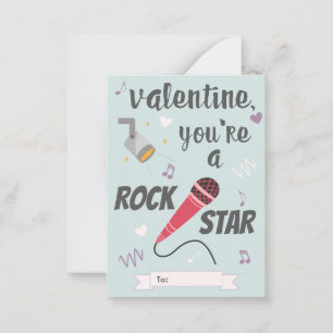 Rockstjärna Classroom Valentine Day Anteckningskort