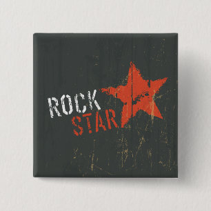 Rockstjärna Distressed Grunge Röd Stjärna Knapp
