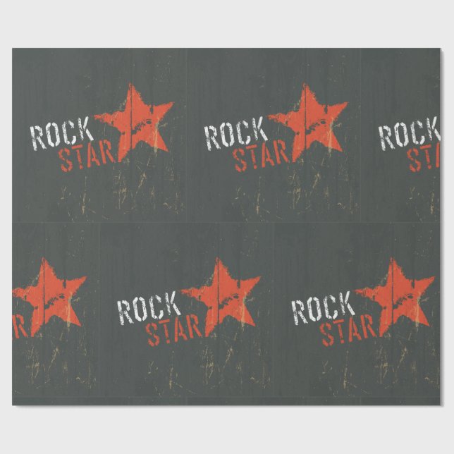 Rockstjärna Distressed Grunge Röd Stjärna Presentpapper (Platt)