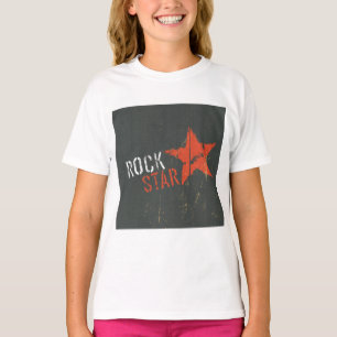 Rockstjärna Distressed Grunge Röd Stjärna T Shirt