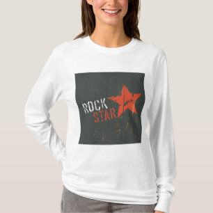 Rockstjärna Distressed Grunge Röd Stjärna T Shirt
