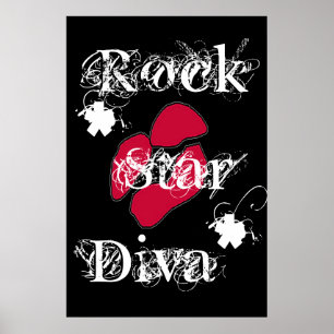 "Rockstjärna Diva in Black" Poster