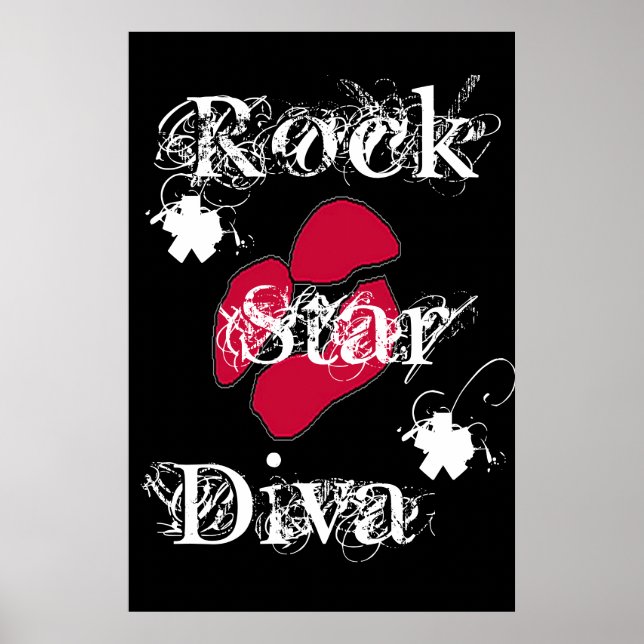 "Rockstjärna Diva in Black" Poster (Framsidan)