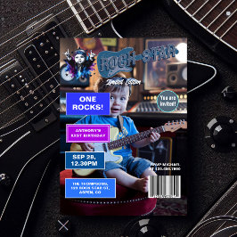 Rockstjärna "Ett Sten!" Magasin Cover 1:a födelsed Inbjudningar