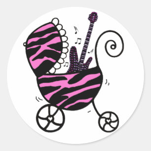 ROCKSTJÄRNA Flicka Stickers Runt Klistermärke