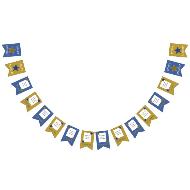 rockstjärna Födelsedagsfest Banner Blue Guld Vimplar (Alla)