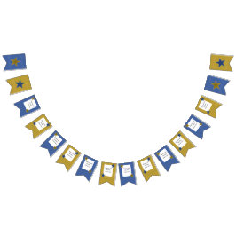 rockstjärna Födelsedagsfest Banner Blue Guld Vimplar