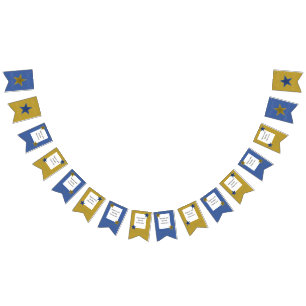 rockstjärna Födelsedagsfest Banner Blue Guld Vimplar