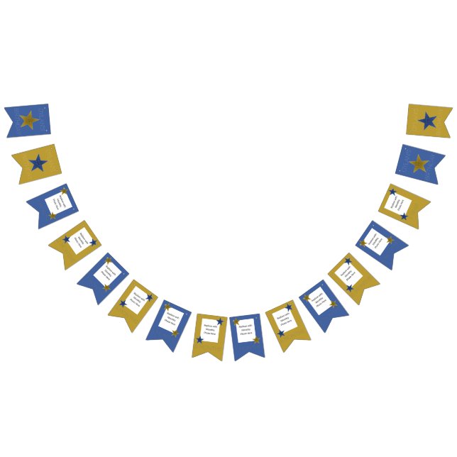 rockstjärna Födelsedagsfest Banner Blue Guld Vimplar (Alla)