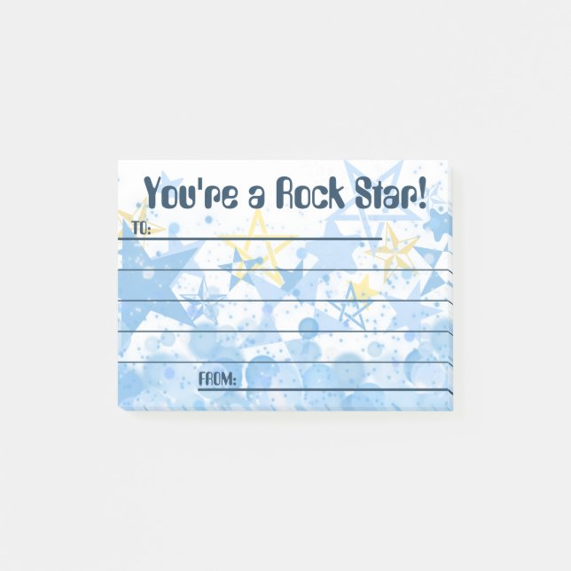 Rockstjärna för medarbetares erkännande efter det  post-it block (Framsida)