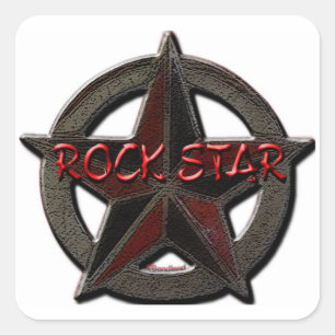 Rockstjärna Fyrkantigt Klistermärke