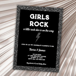 Rockstjärna Girl Baby Shower Black Rock and roll Inbjudningar