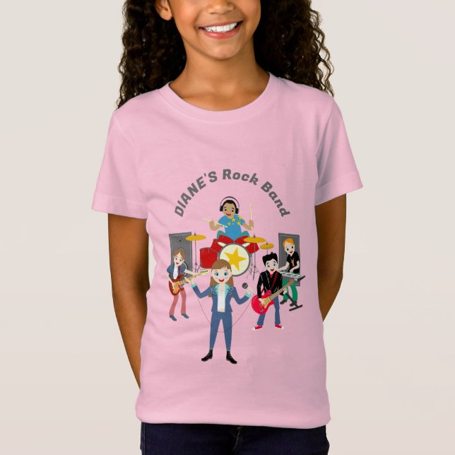 Rockstjärna Girl Band Födelsedagsfest T Shirt (Framsida)