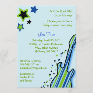 Rockstjärna Gitarr Pojke Baby Shower Inbjudningar