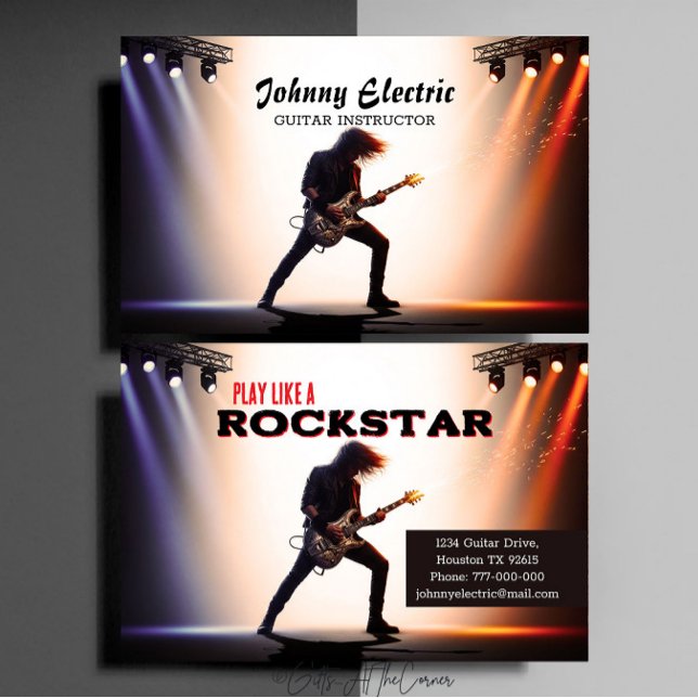 Rockstjärna Gitarrinstruktör Visitkort (Skapare uppladdad)