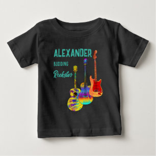 rockstjärna gitarrist färgglada gitarrer t shirt