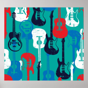 Rockstjärna: Grunge Guitar Mönster Poster