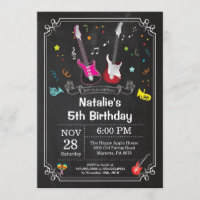 Rockstjärna Guitar Birthday-inbjudan Music Girl
