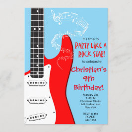 Rockstjärna Guitar Birthday-inbjudningar Inbjudningar