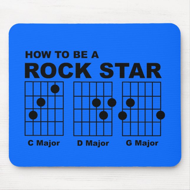 Rockstjärna Guitar Chords Funny Mousepad Humor Musmatta (Framsidan)