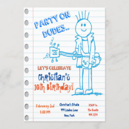 Rockstjärna Guitar Doodle Birthday-inbjudan Inbjudningar