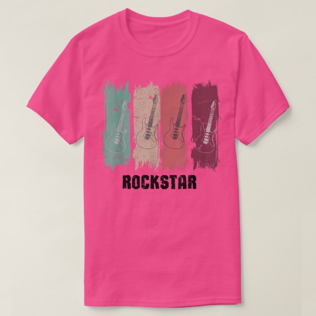 Rockstjärna guitar gör att sten-retro-instrument k t shirt (Design framsida)