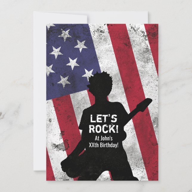 Rockstjärna Guitar Grunge-Födelsedagsfest Inbjudningar (Framsida)