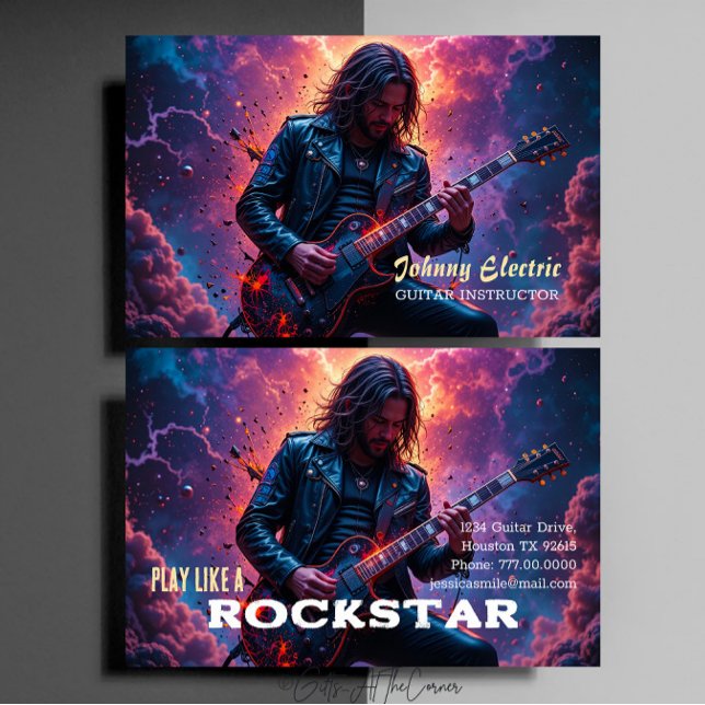 Rockstjärna Guitar Instructor Visitkort (Skapare uppladdad)