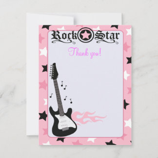 Rockstjärna Guitar Rosa 4x5 Tackkort i plattform Anteckningskort