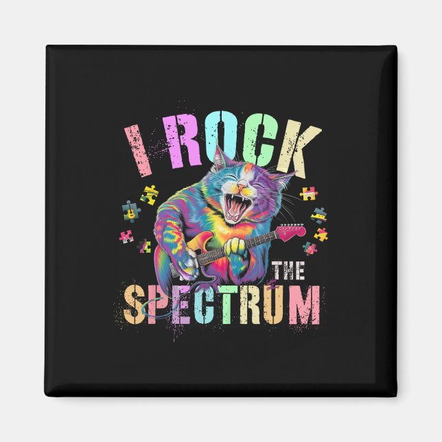 Rockstjärna Jag Rockar Spektrum Autism Mamma Motiv Magnet (Framsidan)