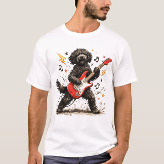 Rockstjärna Luden Hund som Spelar Elgitarr T Shirt