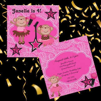 Rockstjärna Monkey Birthday Inbjudan