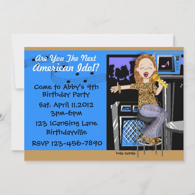 Rockstjärna Party för flickor Inbjudningar (Framsida)
