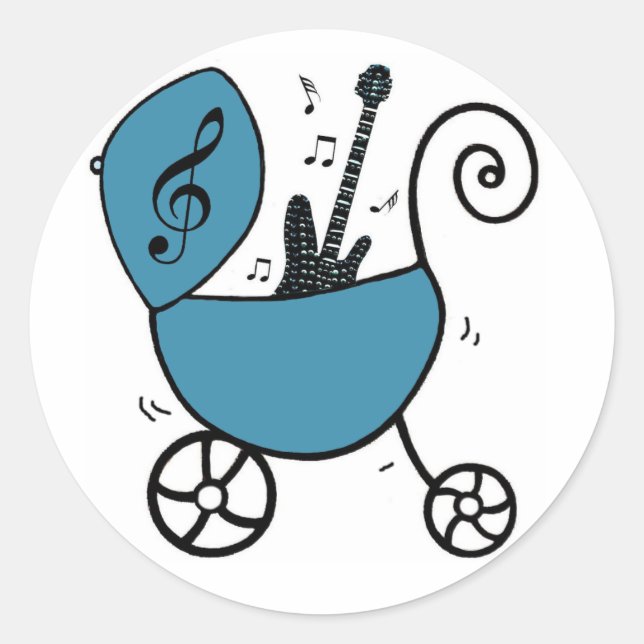 Rockstjärna Pojke Stickers Runt Klistermärke (Framsida)
