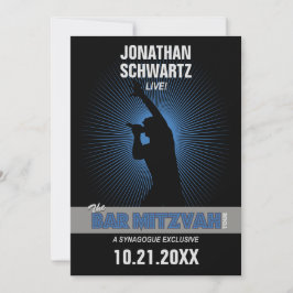 Rockstjärna Pub Mitzvah i Black Silver Blue Inbjudningar