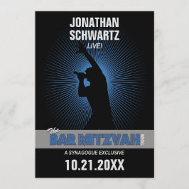 Rockstjärna Pub Mitzvah i Black Silver Blue Inbjudningar