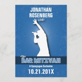 Rockstjärna Pub Mitzvah Inbjudan i blått