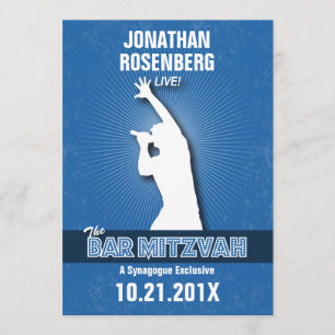 Rockstjärna Pub Mitzvah Inbjudan i blått