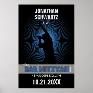 Rockstjärna Pub Mitzvah Poster Black Silver Blue