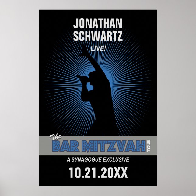 Rockstjärna Pub Mitzvah Poster Black Silver Blue (Framsidan)