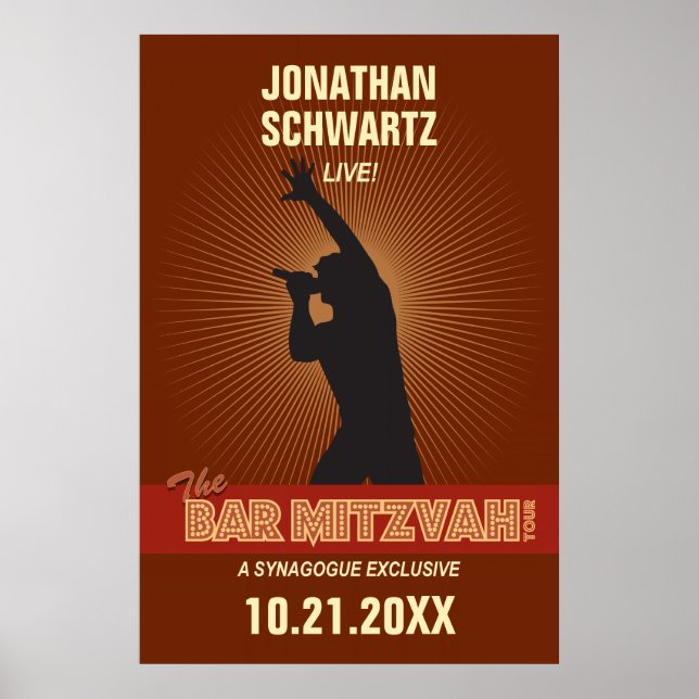 Rockstjärna Pub Mitzvah Poster i Brown (Framsidan)