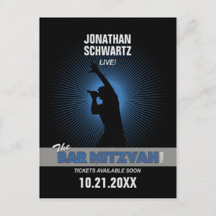 Rockstjärna Pub Mitzvah Spara datumet Black Silver Meddelande Vykort