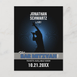 Rockstjärna Pub Mitzvah Spara datumet Black Silver Meddelande Vykort